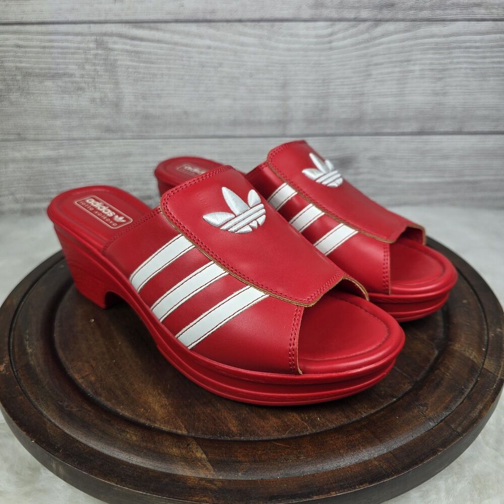 Adidas x Lotta Volkova Platform Mules Red White Leather Sandals Womens 6.5 Italy